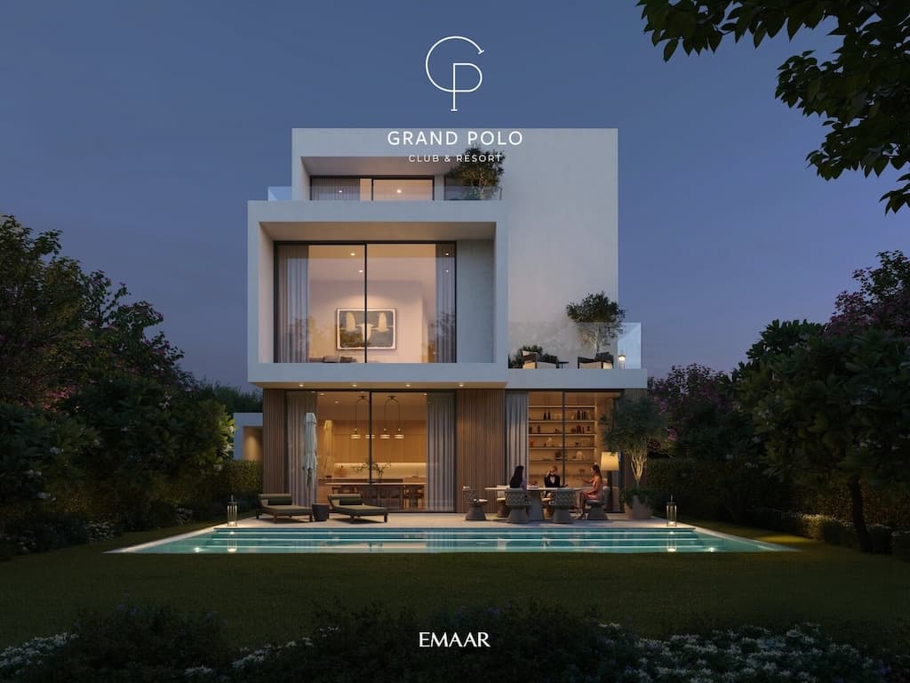 Grand Polo luxury villa at dusk
